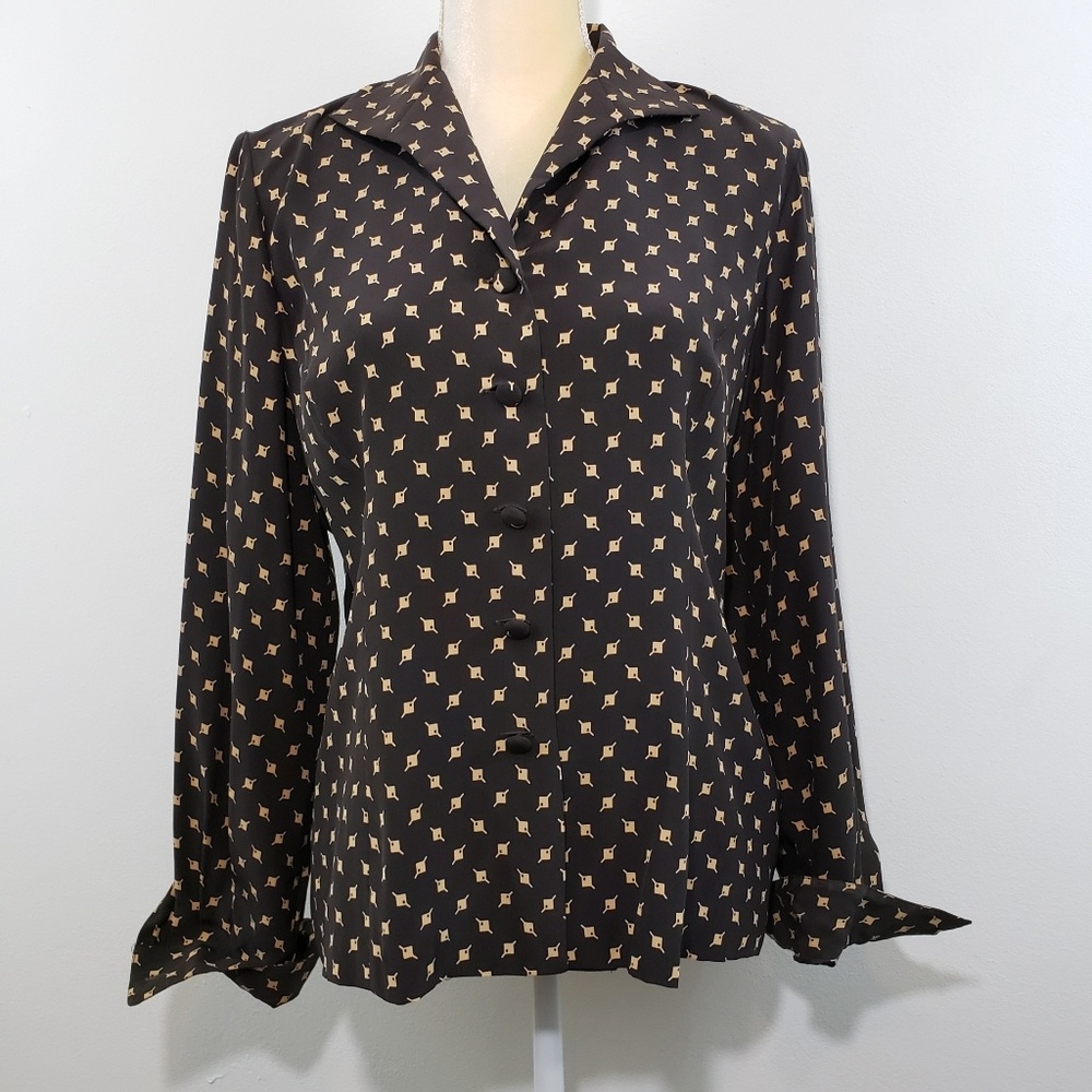 Dana Buchman Blouse | 100% Silk Fine Print Size 6